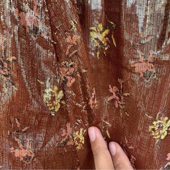 NWT PAIGE Noah Floral Bronze Metallic Mini A-Line Dress Sz. SMALL - Picture 7 of 7